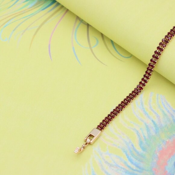 Rose Gold Bracelet with Red Stones, XPBL0683 - Picture 5 of 12